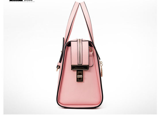 Pink Color Fashion Ladies Handbags , PU handbag with shoulder belt OEM ODM