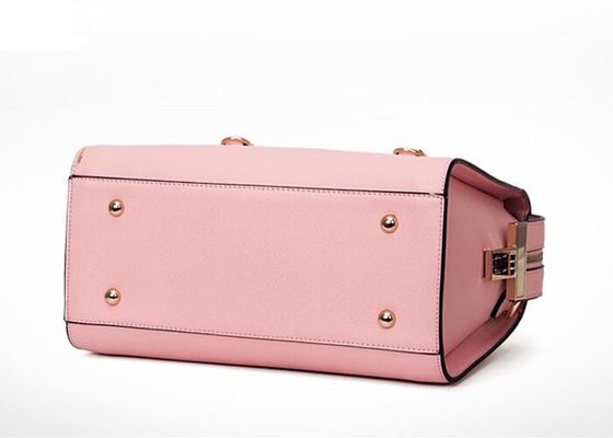 Pink Color Fashion Ladies Handbags , PU handbag with shoulder belt OEM ODM